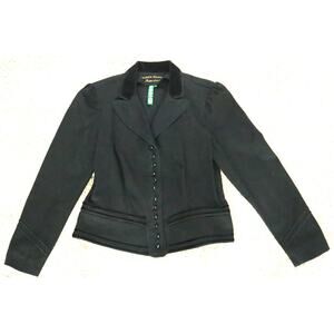 Vintage 90s Lauren Jeans RALPH LAUREN Black Denim Jacket Military Velvet Large